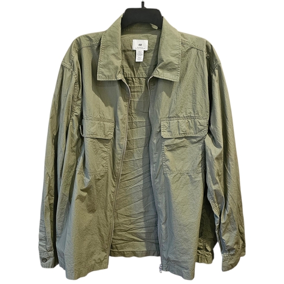 H&M Army Green Men's Shirt Jacket - Picture 3 of 9